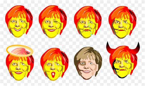 Merkel Smiley Politician Angela Merkel Smiley Face Person Head Hd