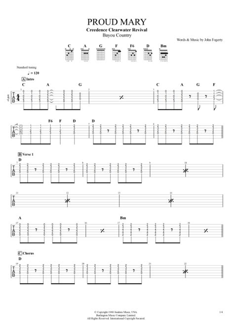 Tablature Proud Mary De Creedence Clearwater Revival Guitar Pro