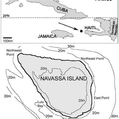 Map Of Navassa Island And Its Position In The Greater Antilles