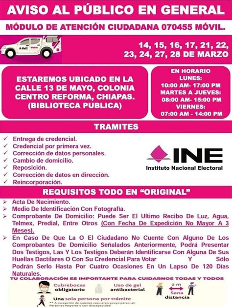 Checa aquí cuando llega el módulo del INE a Reforma Toda la