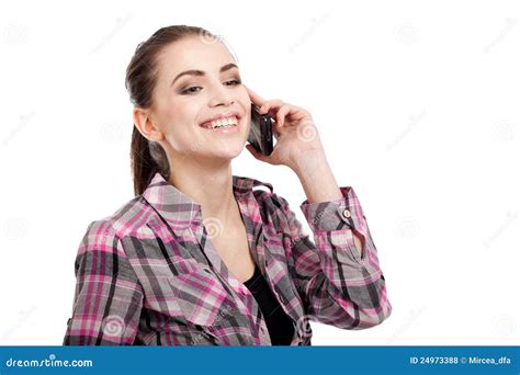 Menina Adolescente Que Fala No Telefone Foto De Stock Imagem De