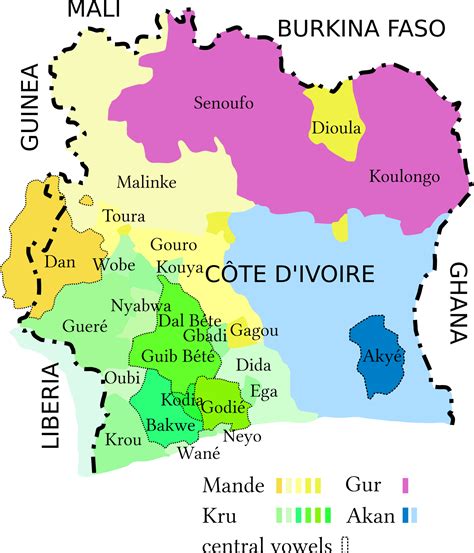 Carte linguistique de la Côte d Ivoire