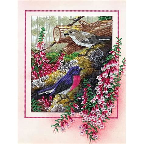 Diy Diamond Painting Partiel Strass Oiseaux Et Fleurs Diamond Painting