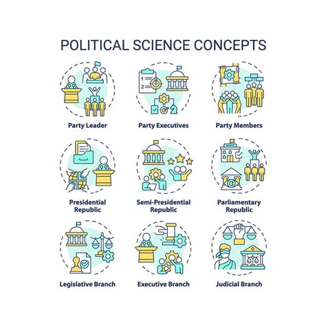 Political Science Multi Color Concept Icons Government Structure Social Politics Democracy