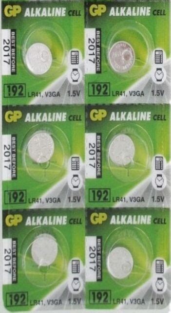 6 x GP192 LR41 AG3 V3GA Alkaline Batteries | eBay