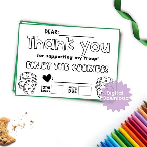 Girl Scout Cookie Thank You Girl Scouts Printable Girl Scout Coloring