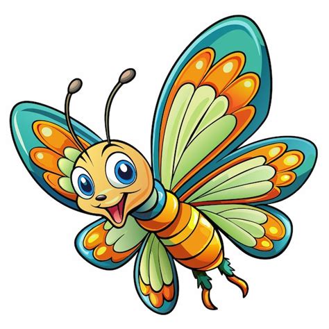 Una Mariposa Colorida Con Alas Y Alas En Ella Vector Premium