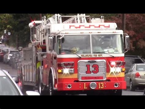 Philadelphia Fire Department Ladder Engine And B Responding To