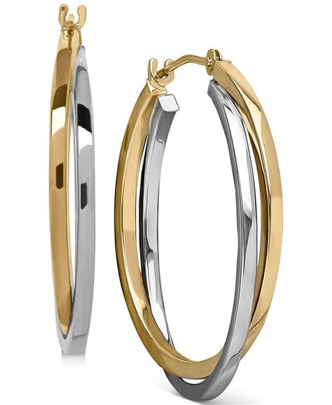 Macys Intertwined Hoop Earrings In 14k Gold Macys