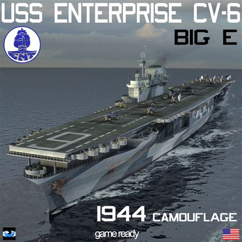 uss enterprise cv-6 big 3d model