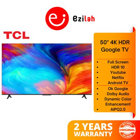 TCL 4K HDR Google Android Led TV with Full Screen (50"/55"/65") P635 ...