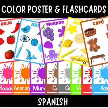 Los Colores Spanish Colors Posters And Flashcards By Bravocado Resources