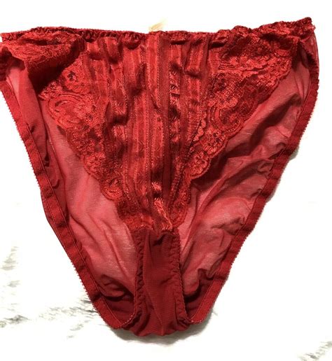 Vintage Victorias Secret Red Bikini Panties Nylon Sh Gem