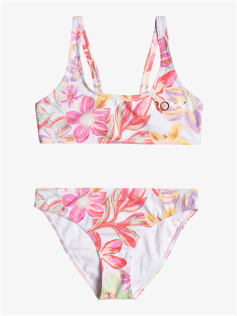 Tropical Time Bralette Bikini Set für Mädchen 7 16 Roxy