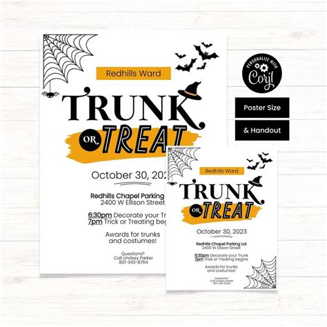 Trunk or Treat Flyer, Church Trunk or Treat, Printable Halloween Invite ...