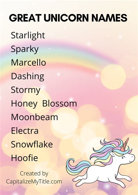 150+ Magical Unicorn Names - Legendary Names - Capitalize My Title