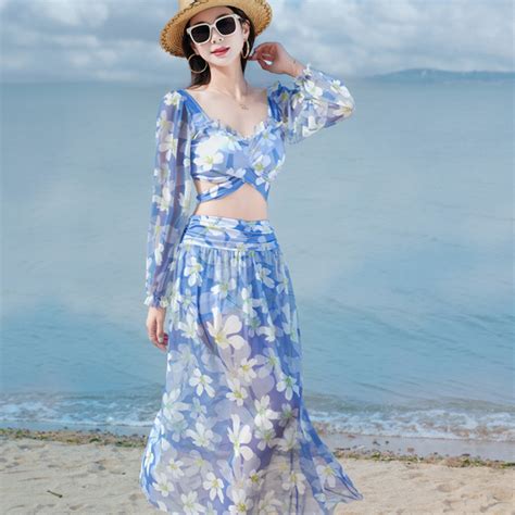 Bikini Chia Đồ Bơi Nữ Dài Tay Kỳ Nghỉ Bên Biển Influencer Bao Bụng Đồ Bơi Nữ Shopee Việt Nam