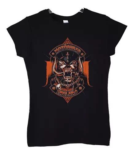 Polera Mujer Motorhead England Naranjo Metal Abominatron Cuotas Sin