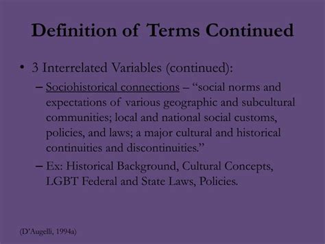 D Augelli S Theory Of Lesbian Gay And Bisexual Development PPTX