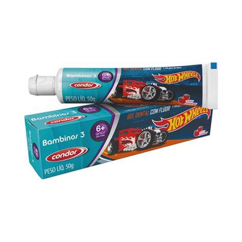 Creme Dental Condor Hot Wheels Sabor Morango G Kiqualy