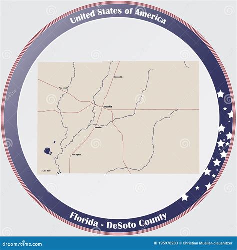 Map of DeSoto County in Florida Stock Vector - Illustration of icon