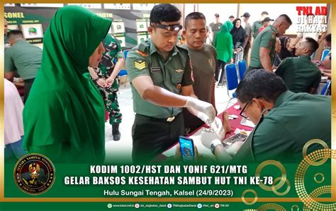 Kodim 1002 HST Dan Yonif 621 Mtg Gelar Baksos Kesehatan Sambut HUT TNI