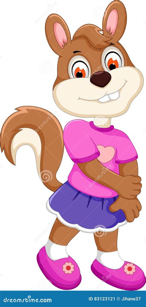 Cute Girl Squirrel Cartoon Posing Stock Illustration Illustration Of