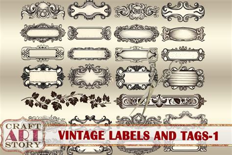 Vintage Labels Tags Blank set,printable Ephemera Label