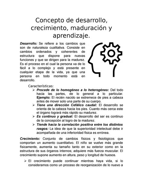 Definición de crecimiento desarrollo y maduración en psicología