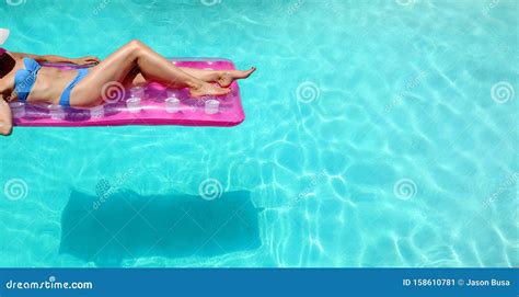 Lower Torso Or Woman In Bikini Lounging In Pool Stock Image Image Of