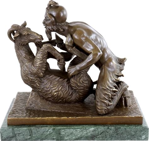 Kunst Ambiente Pan And The Goat Erotic Bronze Faun With Goat