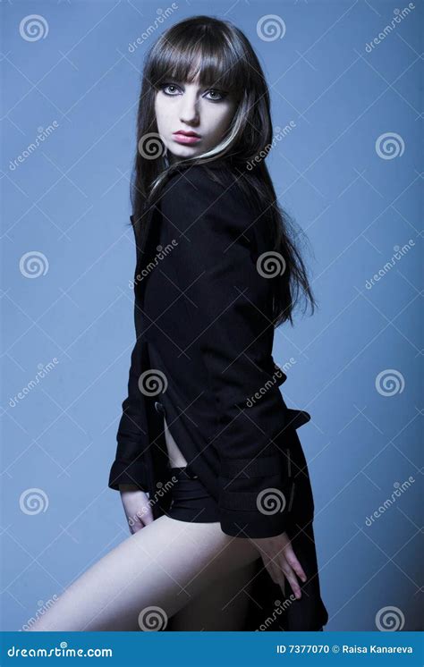 Slim Brunette Stock Photo Image Of Fringe Expression 7377070