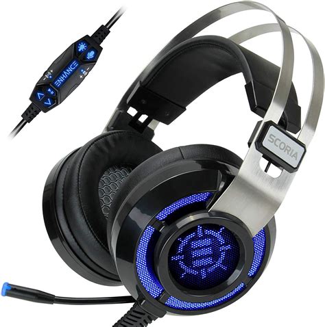 ENHANCE Scoria USB PC Gaming Headset with 7.1 Surround Sound, Bass Vibration, Adjustable LED ...