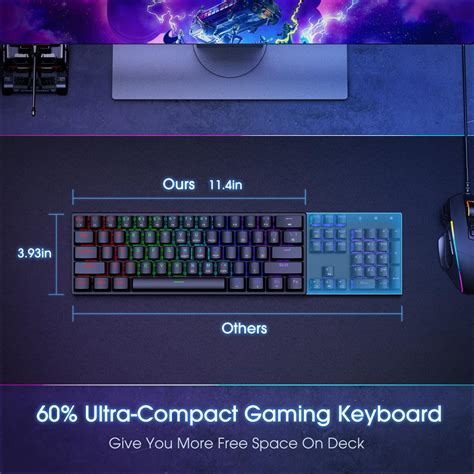 Portable 60% Mechanical Gaming Keyboard, Wired Keyboard with Blue ...