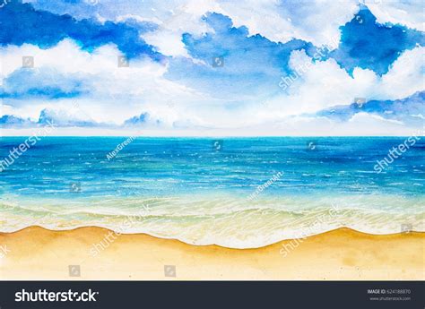 Seascapes Watercolor Illustrations Stock Illustration 624188870 ...