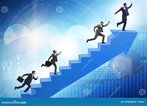 Businessman Climbing Career Ladder In Business Concept Stock Photo