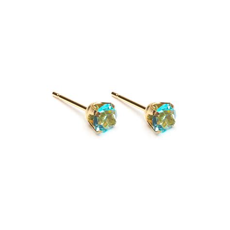 Gold Plated 5 Mm March Birthstone Stud Earrings Simply Whispers