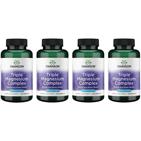 Swanson Triple Magnesium Complex 400 Mg 100 Caps 4 Pack Walmart