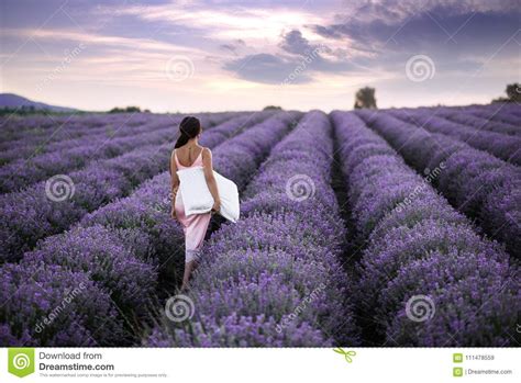 Walking Women In The Field Of Lavender Romantic Women In Lavender