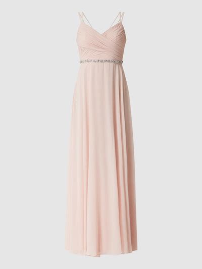 Jake S Cocktail Abendkleid Aus Chiffon Mit Strasssteinen Altrosa