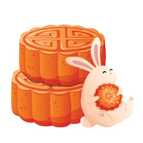 Cute rabbit enjoying tasty moon cake. 10910706 Vector Art at Vecteezy