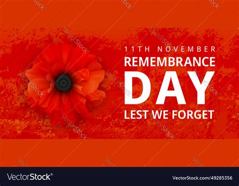 Remembrance day poster poppy day poppy flower Vector Image