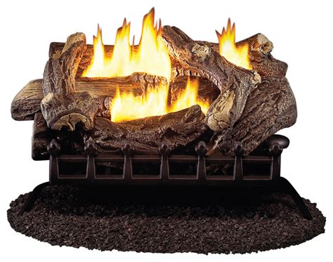 24 Ventless Natural Gas Log Set 34 000 Btu Milivolt Control Rustic Fire Pit Accessories