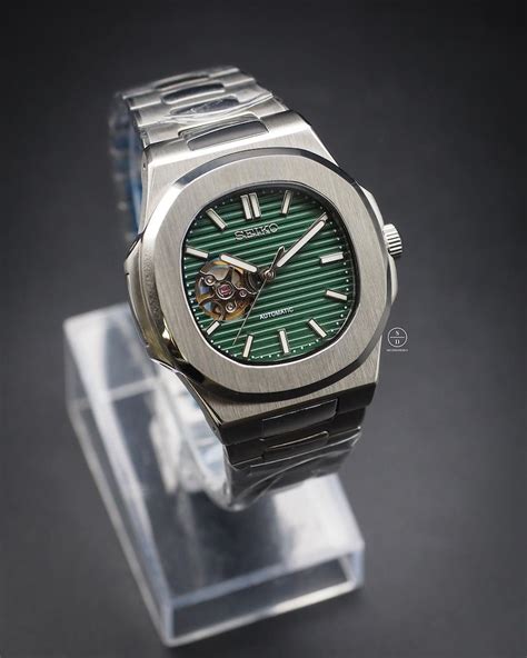 Seiko Mod Patek Green Open Heart Etsy