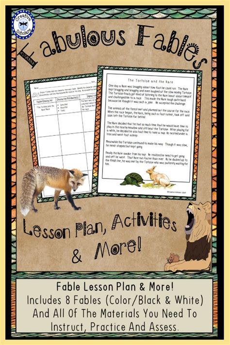 Fable Lesson Plan Literacy Activities With Fable Passages Packet