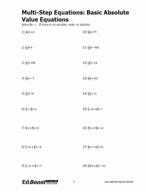 50 Absolute Value Worksheet Pdf