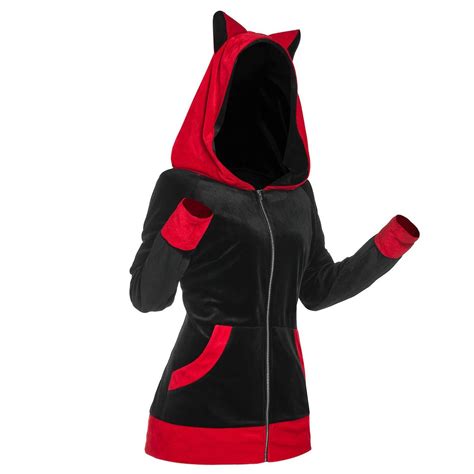 Cat Ears Hoodie Womenscat Hoodie With Adorable Solid Etsy