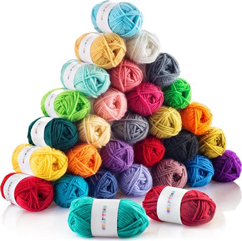 LIHAO Lot de 24 fils à crochet en acrylique avec sac à tricoter