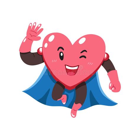 Healthy Cartoon Heart Character With Superhero Cape Stock Vector