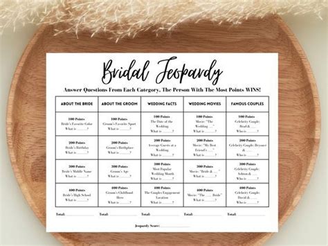 EDITABLE Bridal Feud Game Bridal Shower Jeopardy Game Bridal Jeopardy